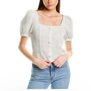 Milk + Honey Tweed Puff Sleeve Top Size Medium